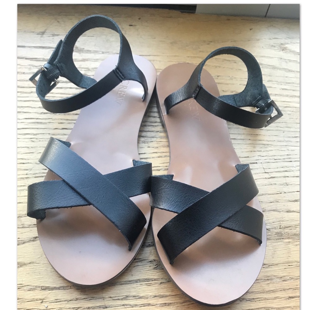 J.Crew Black Crisscross Ankle-strap Sandals